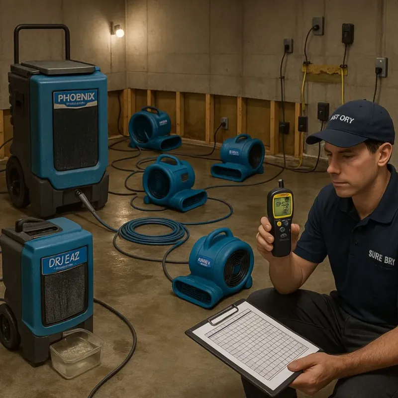 Structural Drying and Dehumidification process in Marysville, CA
